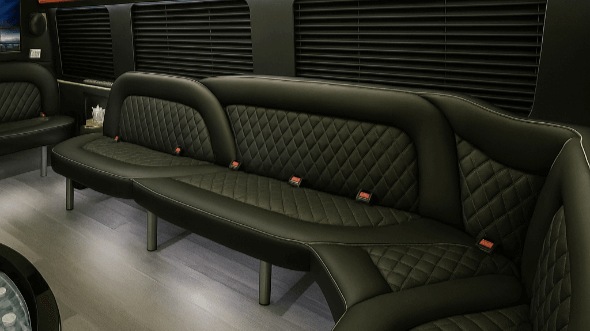 Interior of Charter Bus Company Chico's 14 Passenger Sprinter Limousine in Chico