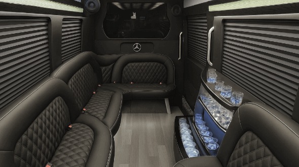Interior of Sparks Party Bus Company's 14 Passenger Sprinter Limousine in Sparks