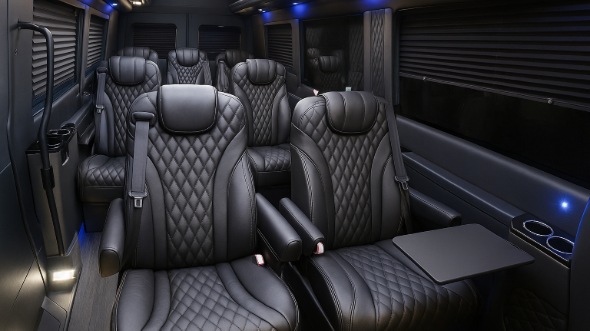 Interior of Charter Bus Company Sparks's 15 Passenger Mini Bus in Sparks
