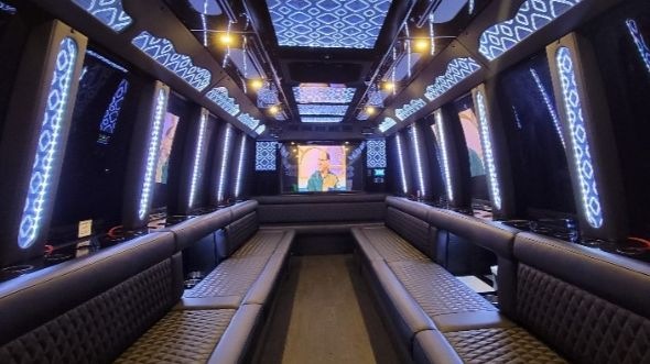 Interior of Charter Bus Company Folsom's 25 Passenger Party Bus in Folsom