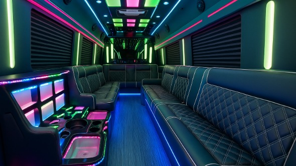 Interior of Charter Bus Company Carson City's 28 Passenger Party Bus in Carson City