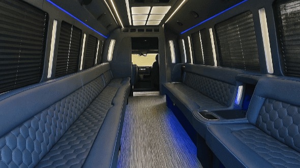 Interior of Charter Bus Company Folsom's 28 Passenger Party Bus in Folsom