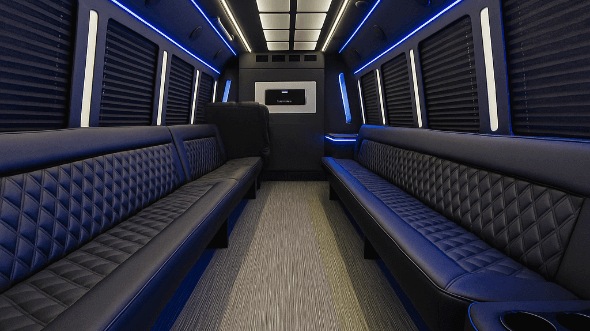 Interior of Charter Bus Company Davis's 50 Passenger Party Bus in Davis